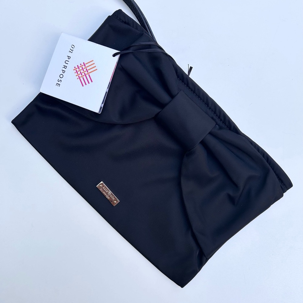 NWT KATE SPADE ON PURPOSE Nylon Bow Wristlet, Women's Bag, Black